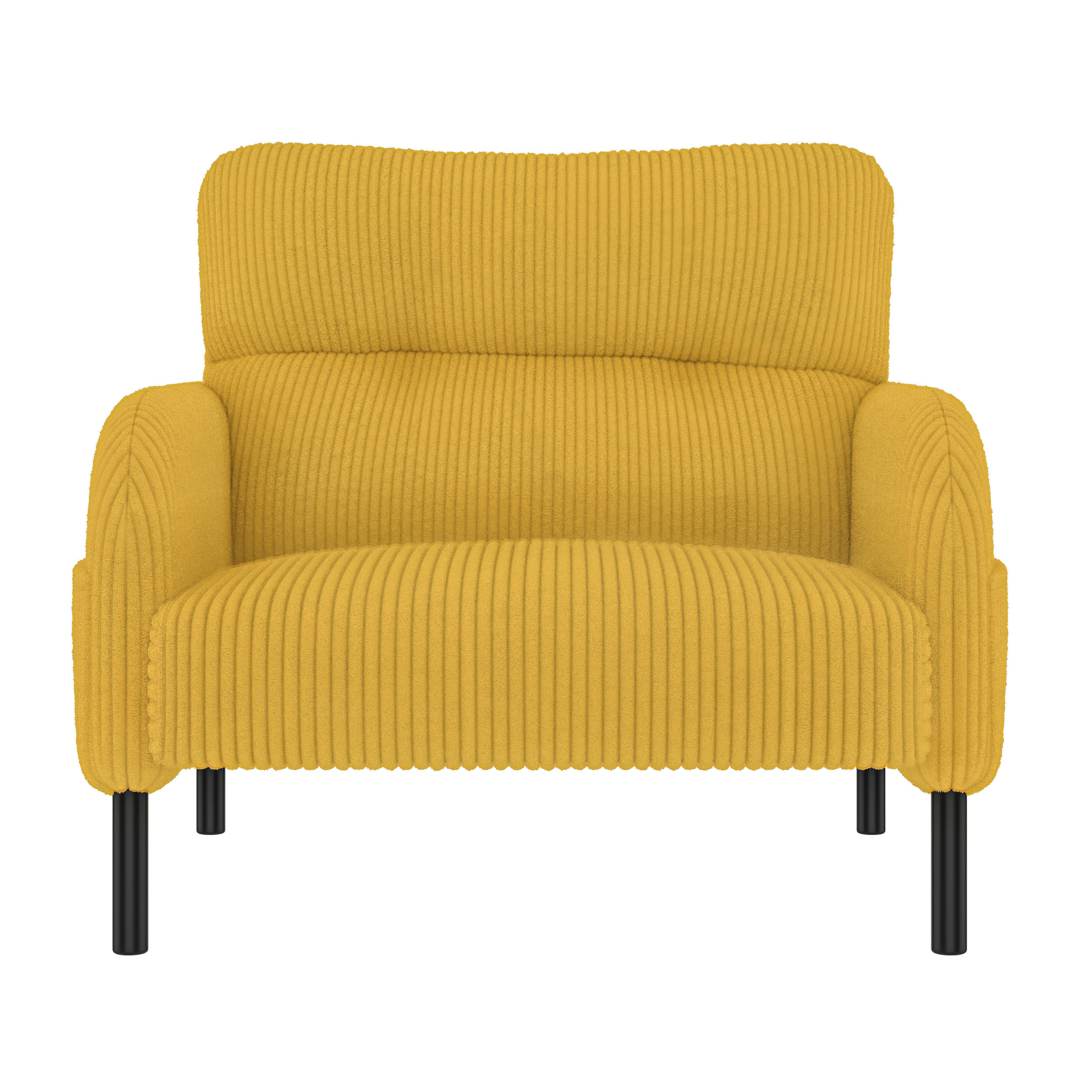 SESSEL Cord Gelb mit Seitentasche - Gelb, Textil/Metall (67/79/75cm) - WISHDOR
