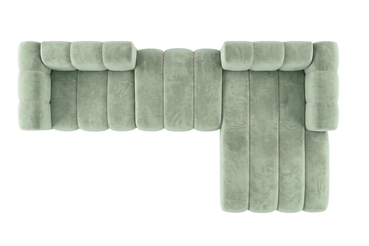 ECKSOFA Modulares In L-Form, Velvet-Stoff Riviera, Mintz, Rechts, GRAND 319 cm - Mintgrün, Holz (319/175cm) - Kaiser Möbel