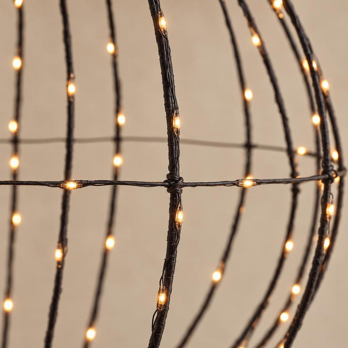 WEIHNACHTSDEKO Kugel mit Beleuchtung 50/50/51,5 cm - Schwarz, Kunststoff (50/51.5/50cm) - Home Styling Collection