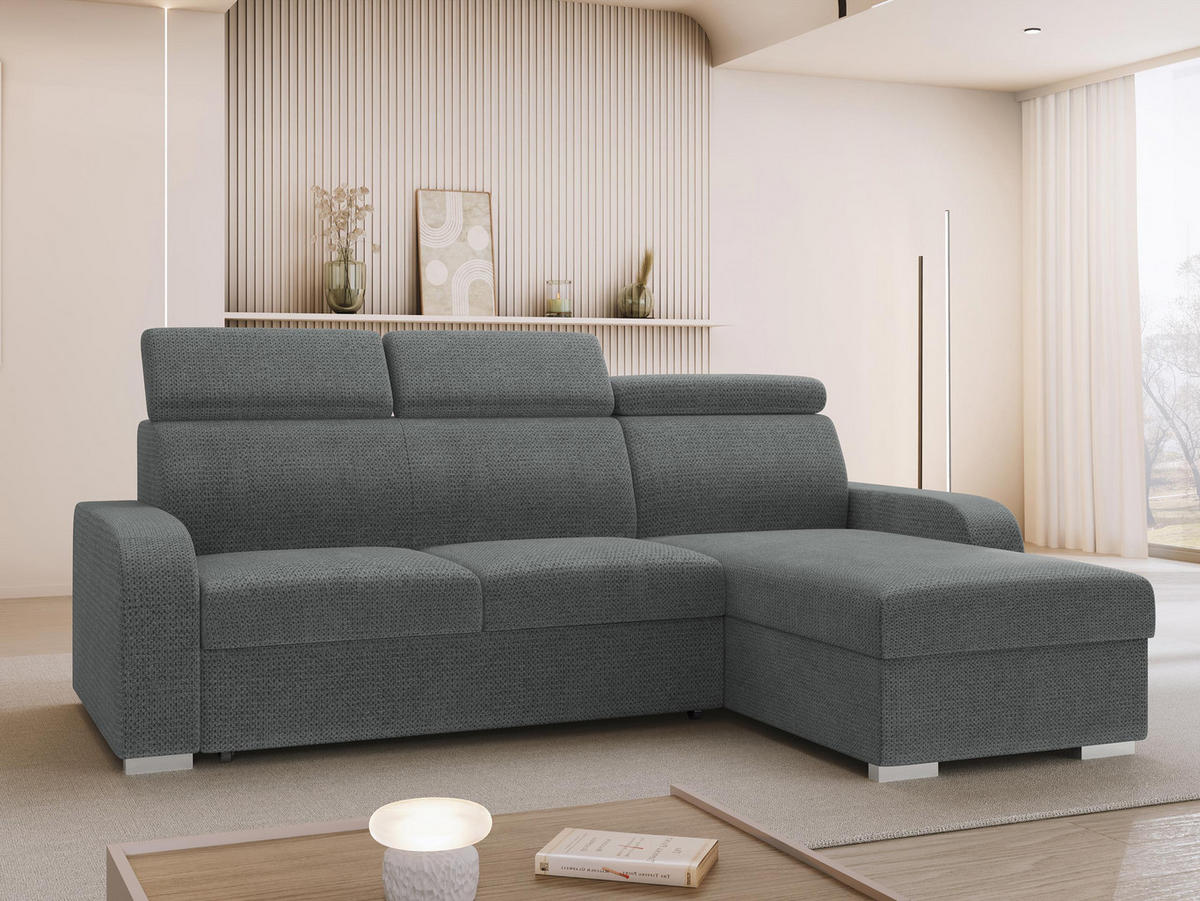 ECKSOFA Oslo 2rLC - Greige/Silberfarben, Holz/Textil (235/170cm) - MIRJAN24