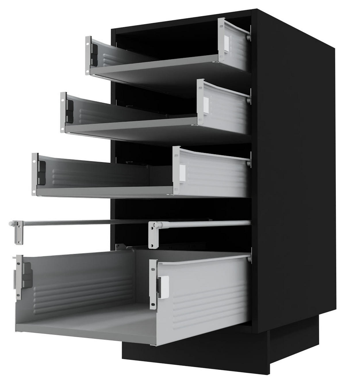 SCHUBLADENUNTERSCHRANK Brerra D4M/40 Korpus schwarz / Front RAL 9001 creme Hochglanz 40 / 50 / 82 cm - Creme/Schwarz, Holz/Holzwerkstoff (40/82/50cm) - Feldmann-Wohnen