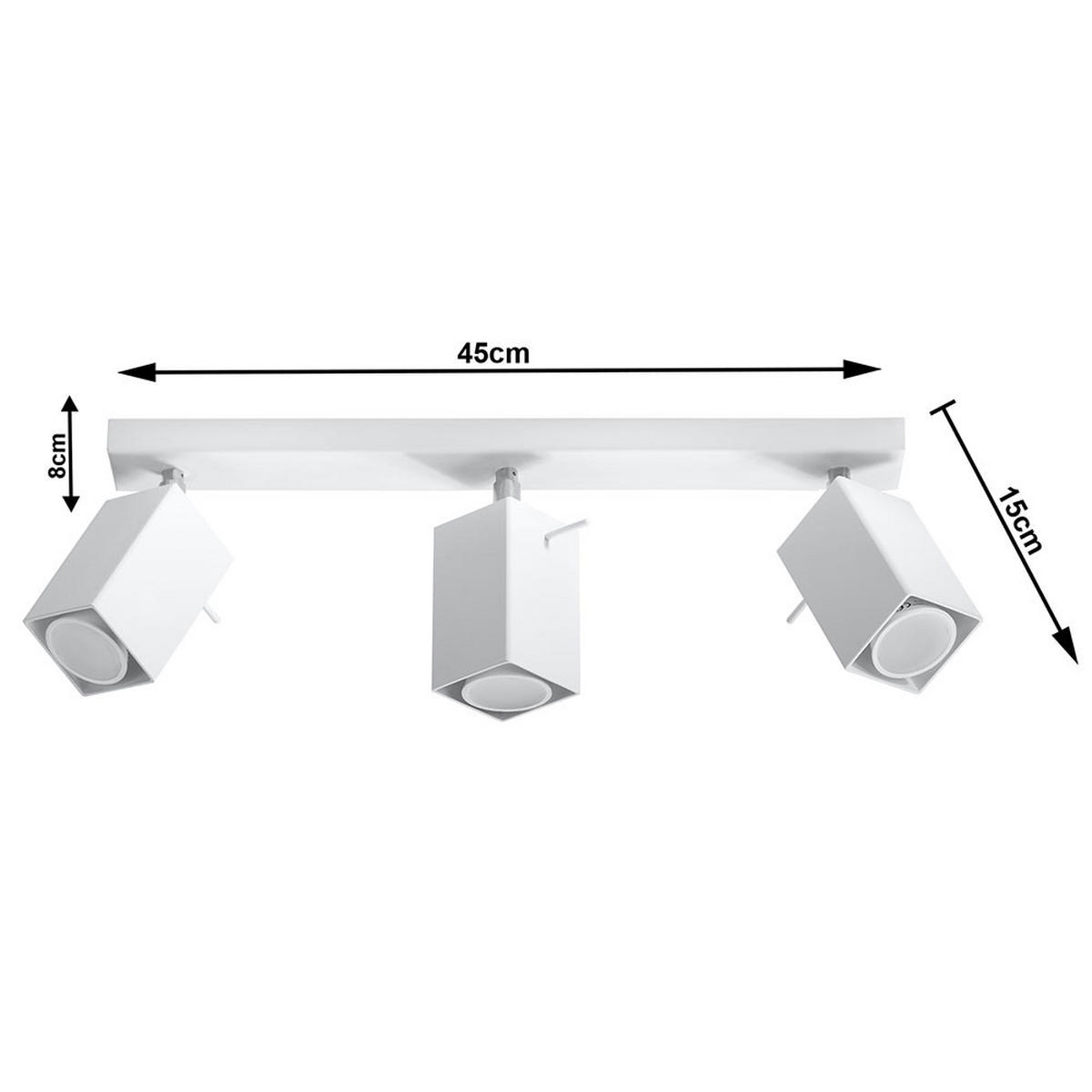 DECKENLEUCHTE Stahl Weiß 3-flammig Spots - Weiß, Metall (45/8/15cm)