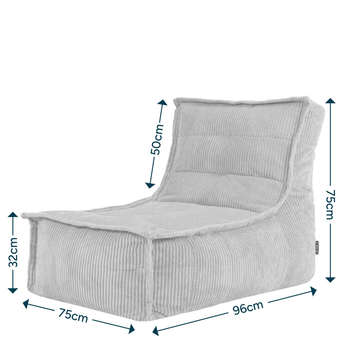 SITZSACK Liege Dolce Cord - Salbeigrün, Textil (75/75/96cm) - icon