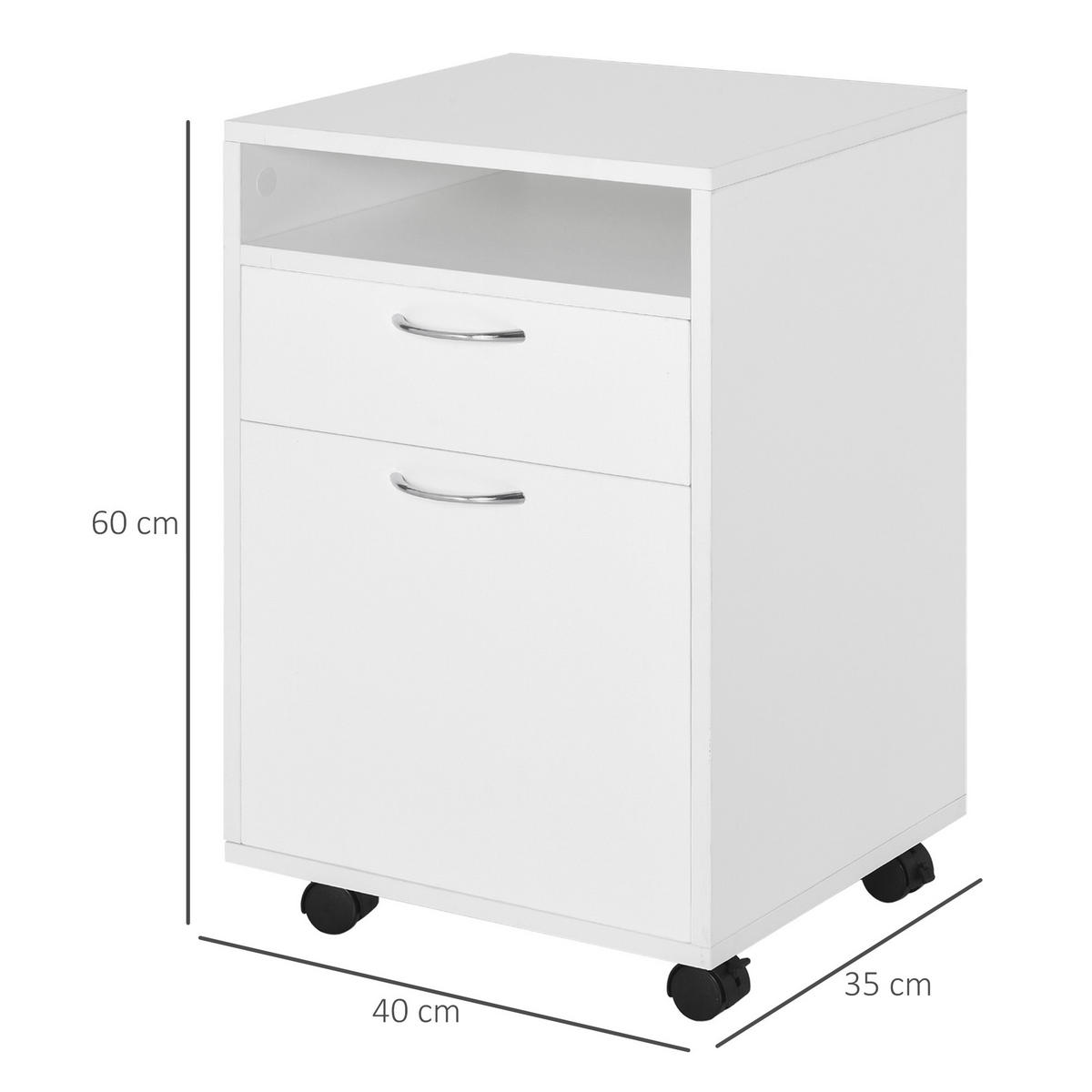 ROLLCONTAINER DE-14389 mit Schublade und Schrank Weiß - Weiß, Holzwerkstoff (35/60/40cm) - ComfortXL