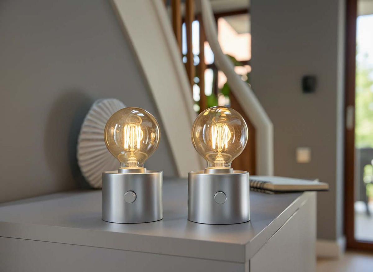 LED-TISCHLAMPE Vintage Edison dimmbar 10x9x16cm 2er-Set Silber matt - Silberfarben, Kunststoff (10/8.7/16cm) - Northpoint