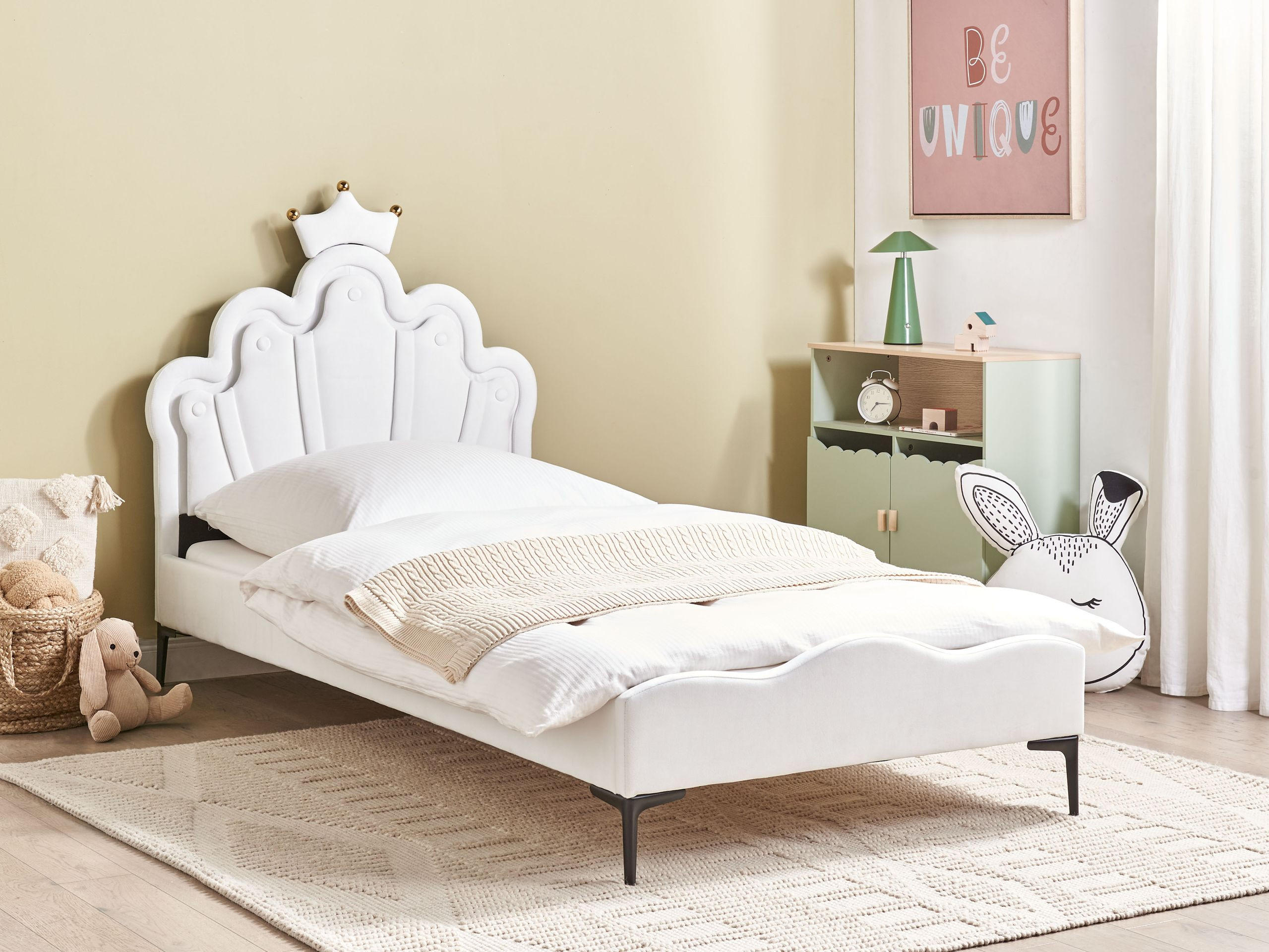 KINDERBETT 90x200 cm Weiß Rubian - Weiß, Textil (90/200cm) - Beliani