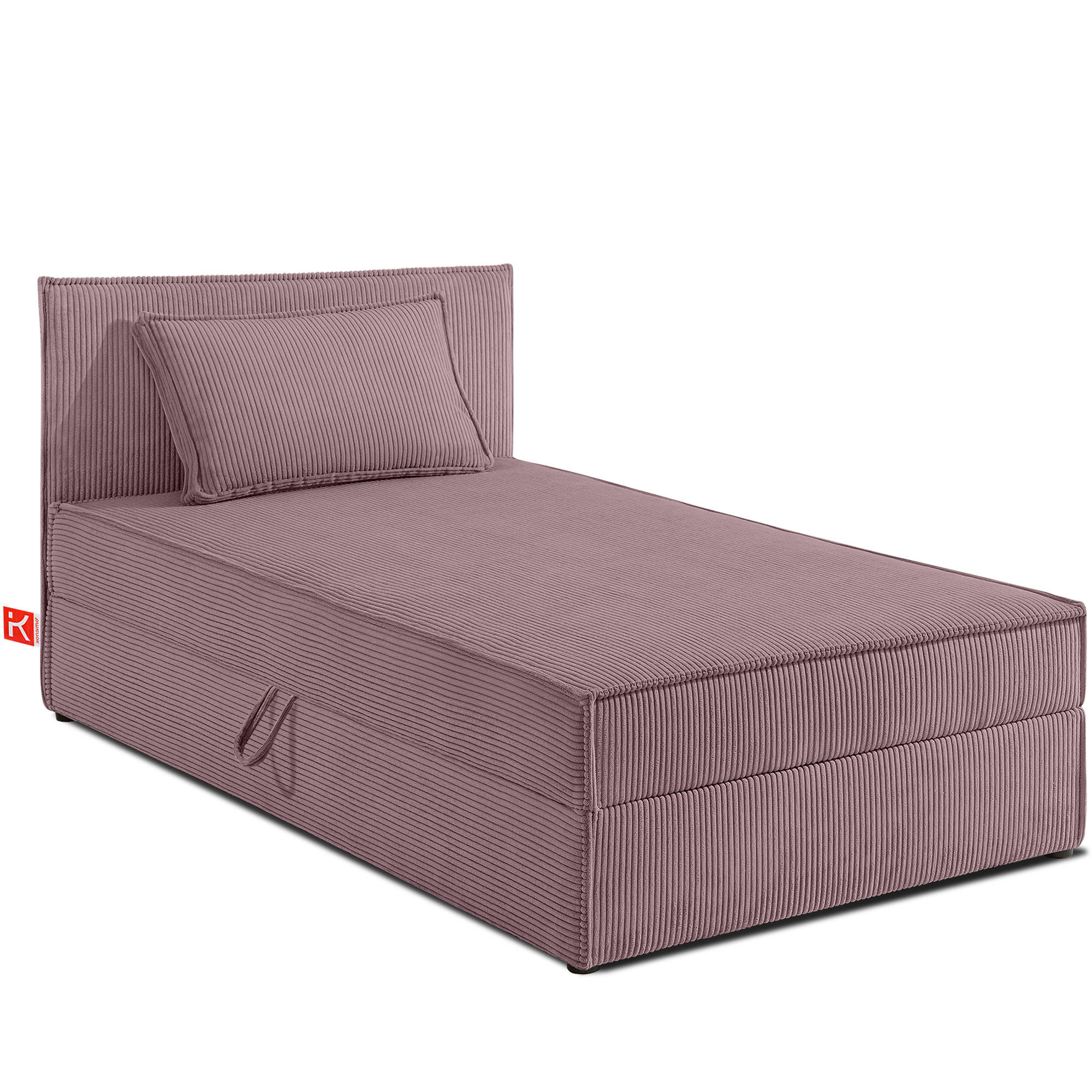 BOXSPRINGBETT ROTI Einzelbett, hellviolett - Violett/Schwarz, Holz/Holzwerkstoff (100/200cm) - KONSIMO®