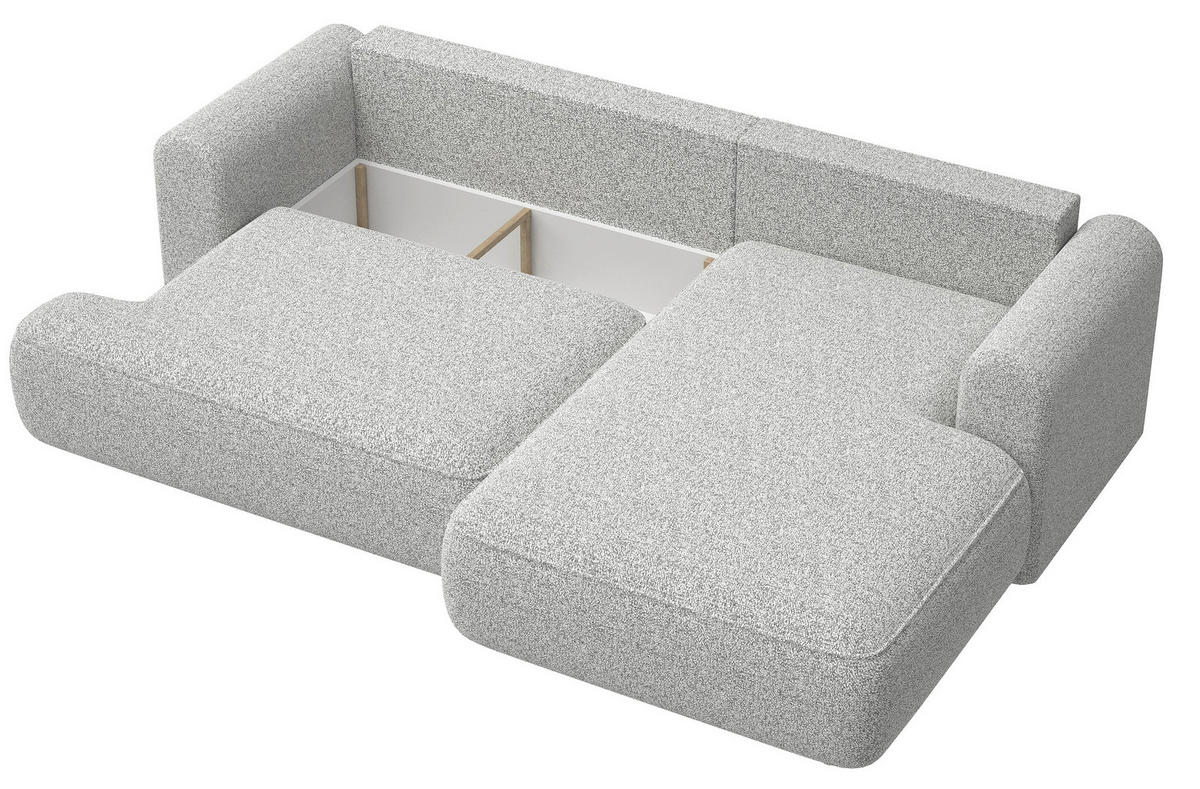 ECKSOFA Ovo Hellgrau Webstoff-Bezug - Hellgrau/Schwarz, Kunststoff/Textil (165/260cm) - Selsey