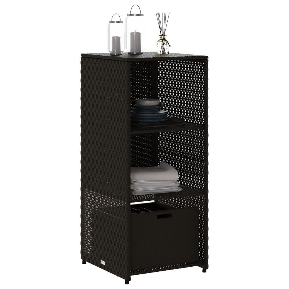 GARTENSCHRANK Schwarz 50/55/115 Cm Poly Rattan - Schwarz, Kunststoff (55/115/50cm) - vidaXL