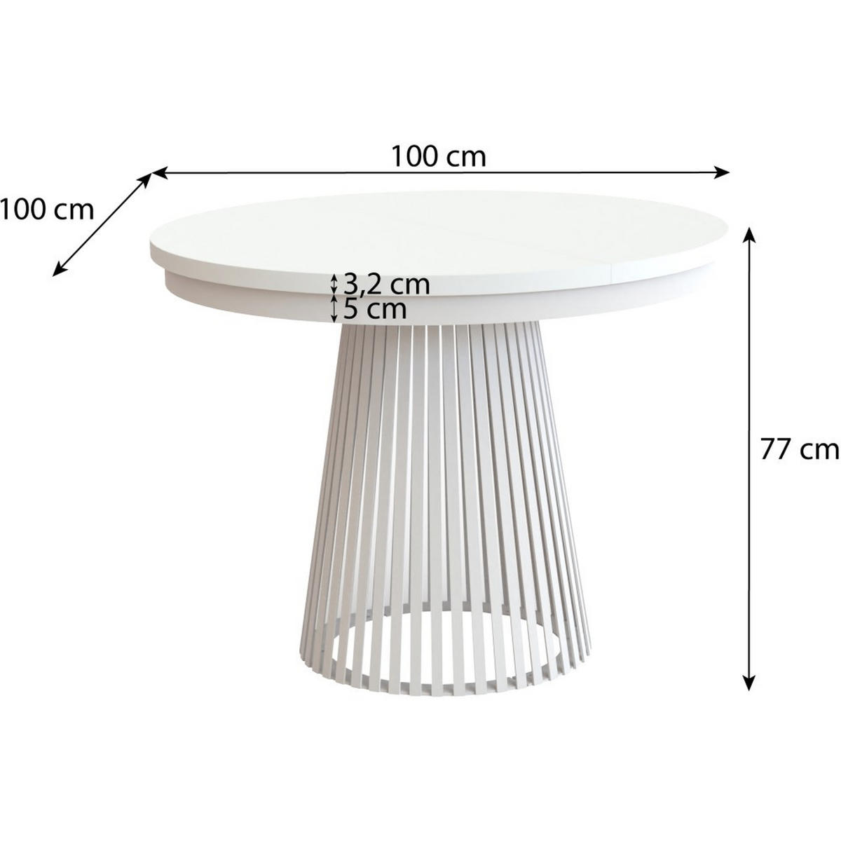 ESSTISCH Lumi, Runder, mit Metallbeinen, Kaschmir - Kaschmir, Holzwerkstoff/Metall (100/100/77cm) - Beautysofa