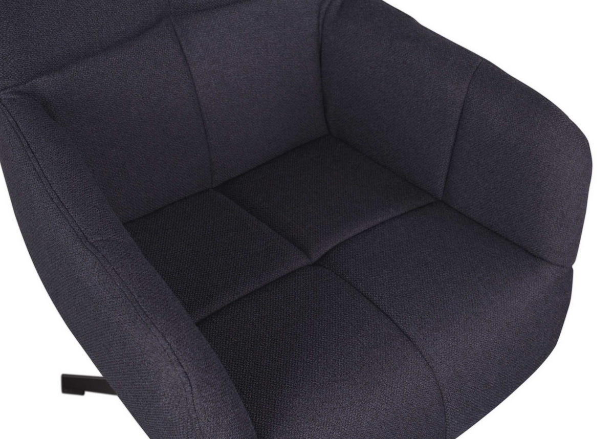 OHRENSESSEL Sava inkl. Fußhocker - Blau/Schwarz, Textil/Metall (74/104/86cm) - Mr. Deko