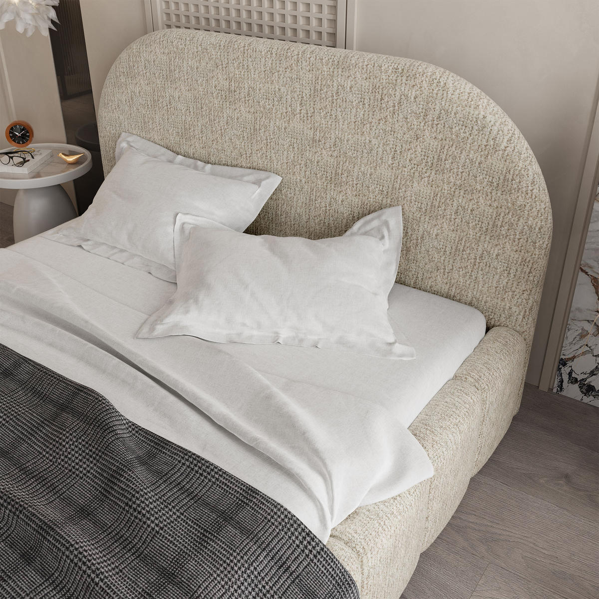 POLSTERBETT FLUSSO 160x200 cm mit Bettkästen - Creme - Creme, Holz (160/200cm) - MASSENO