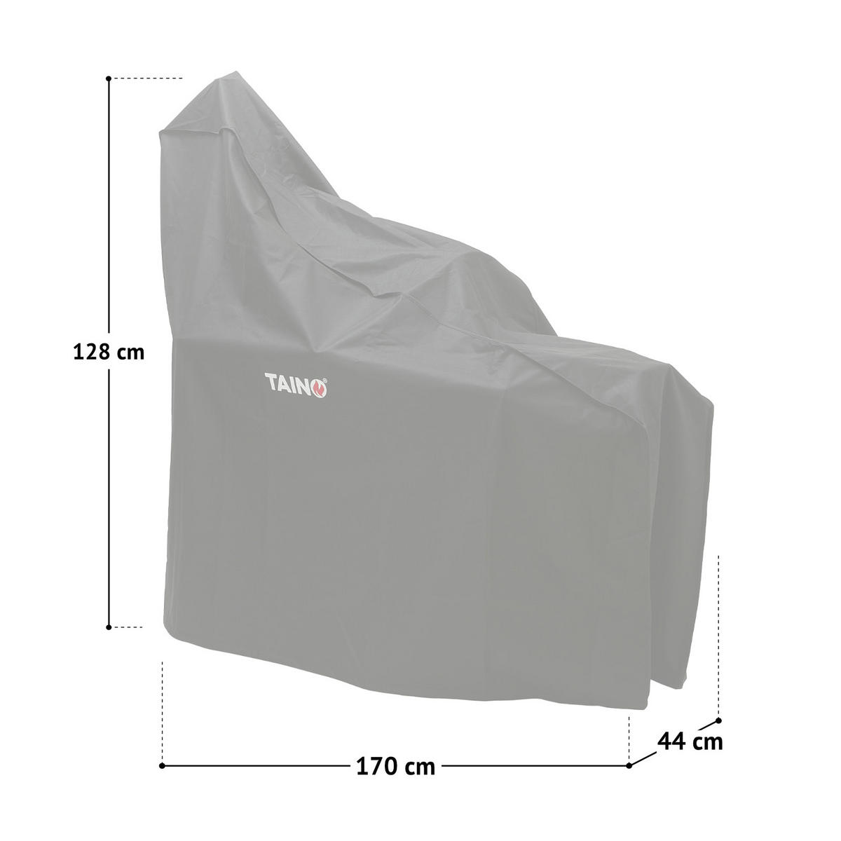 GRILLABDECKPLANE - Schwarz, Textil (170/128/44cm) - TAINO