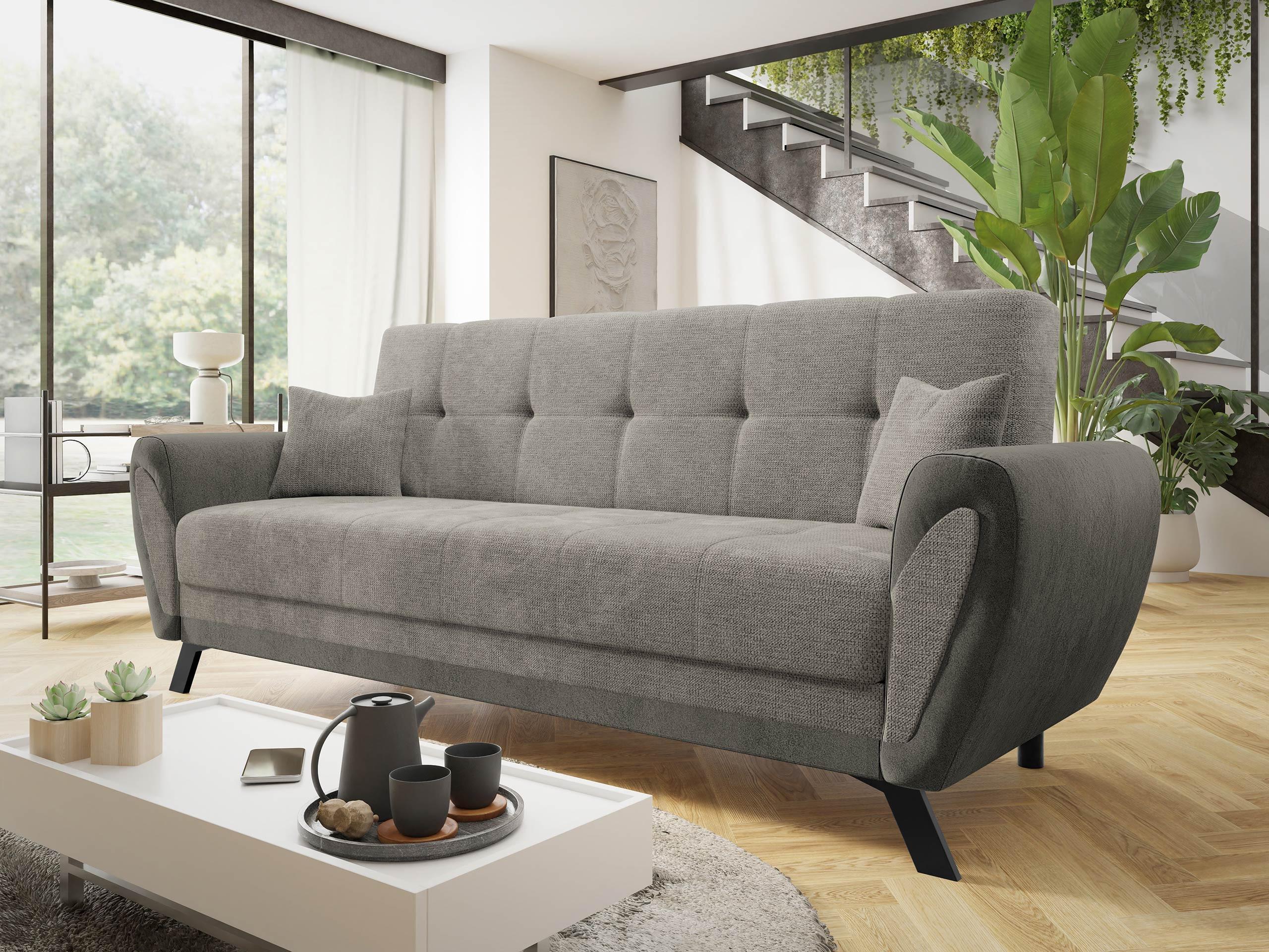 SCHLAFSOFA Kaja - Schwarz/Grau, Holz/Textil (228/93/90cm) - MIRJAN24