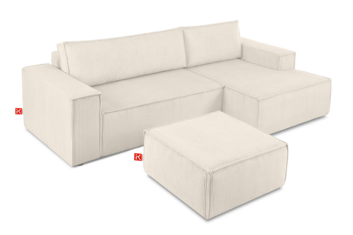 SITZPOUF NAPI gefederte Sitzfläche, creme - Creme/Schwarz, Textil (83/45/83cm) - KONSIMO®