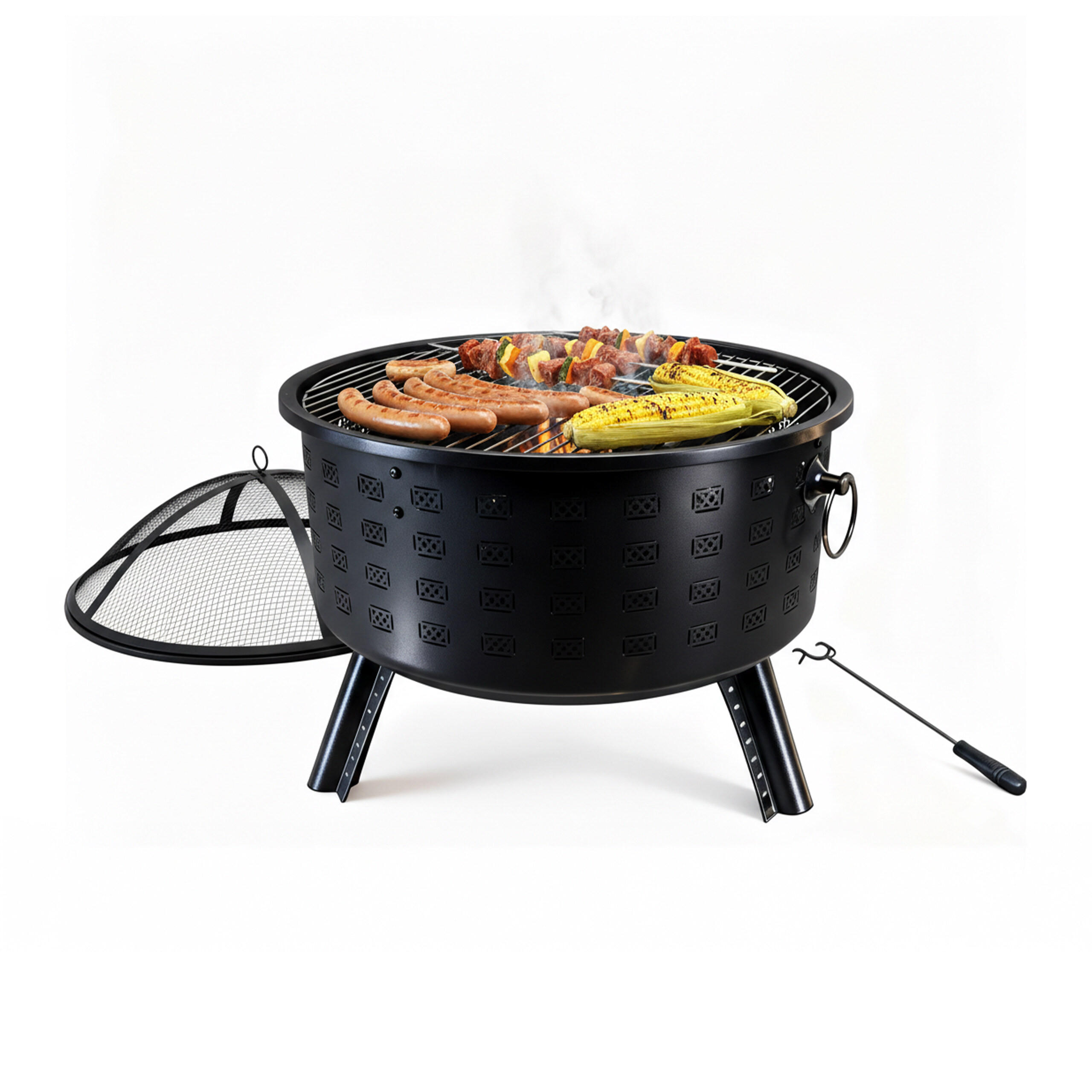 FEUERSCHALE - Schwarz, Metall (66/62/66cm) - Relaxdays