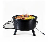 FEUERSCHALE - Schwarz, Metall (66/62/66cm) - Relaxdays