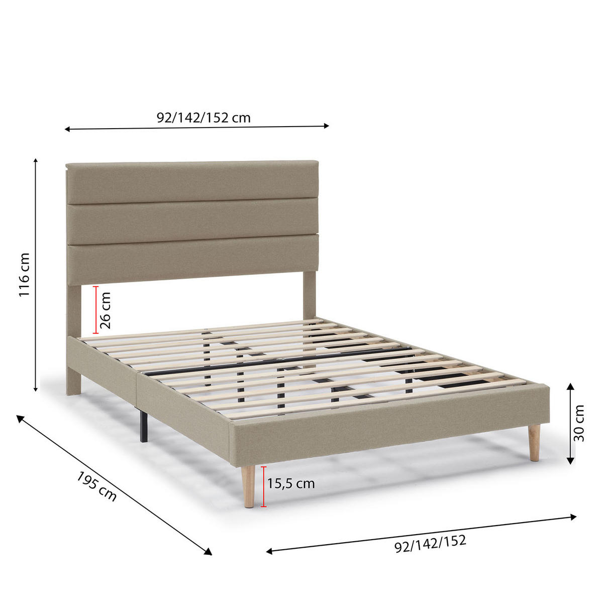 POLSTERBETT 90x190 cm Aroma, Beige - Beige, Textil (195/92/116cm) - VS Venta-stock