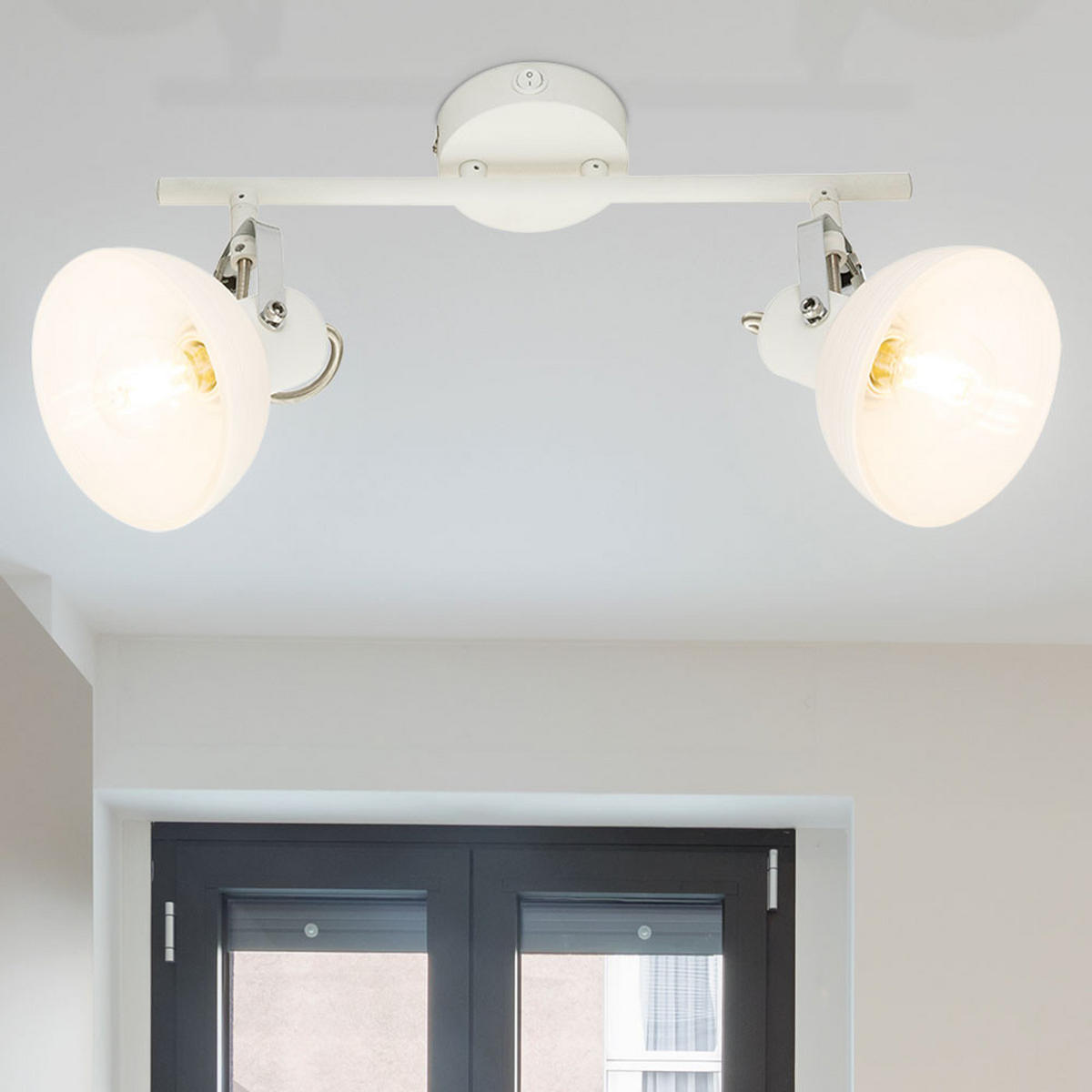 LED DECKENLEUCHTE AMORY Weiß beweglich App-Steuerung - Weiß, Glas (35/12.2/23cm) - Globo Lighting