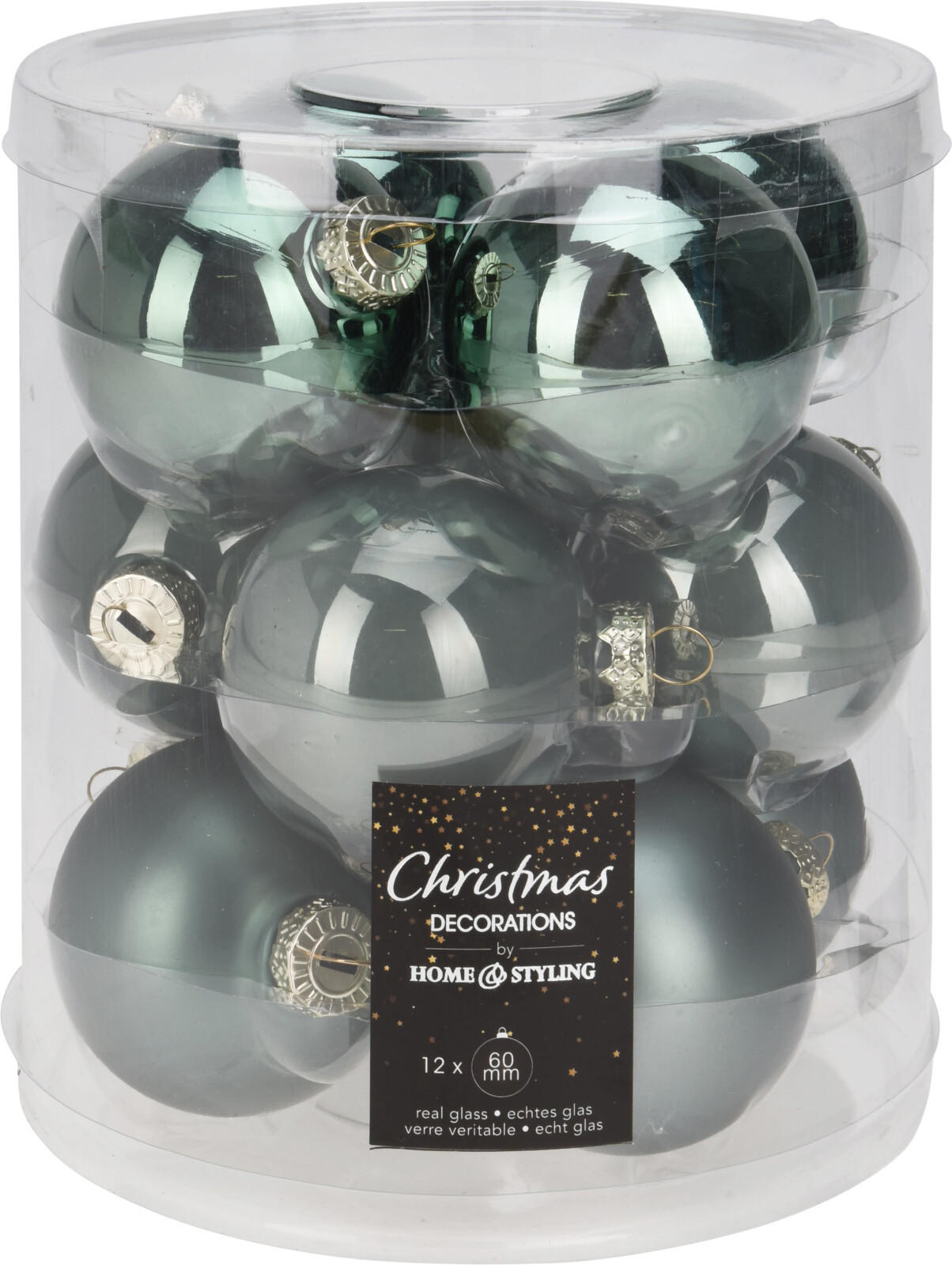 CHRISTBAUMKUGEL Basic Grün 12er Set 6/6/6 cm Glas - Grün, Glas (6/6/6cm) - Mondex