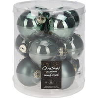 CHRISTBAUMKUGEL Basic Grün 12er Set 6/6/6 cm Glas - Grün, Glas (6/6/6cm) - Mondex