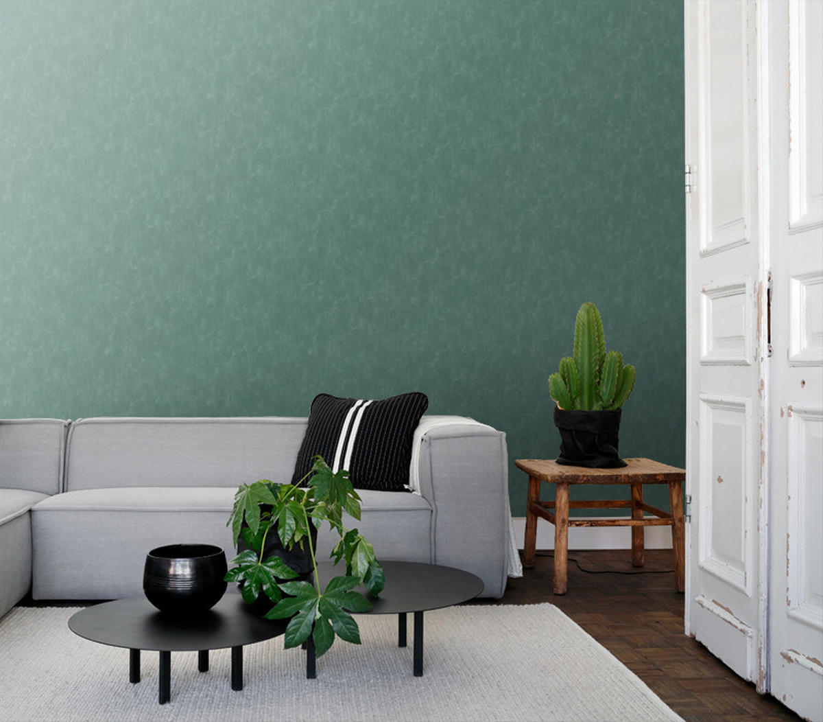 TAPETE mit malerischem Effekt 53 cm x 10.05 m - Türkis, Papier (53/1000cm) - ESTAhome