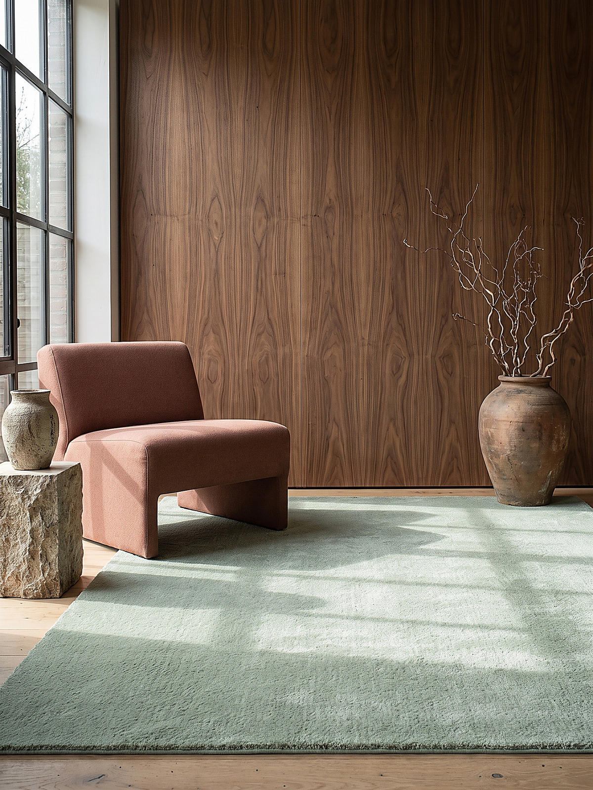TEPPICH Hochflor ALDAN Antirutsch Uni Polyester Grün 240 x 340 cm - Grün, Textil (240/340cm) - KADIMA DESIGN