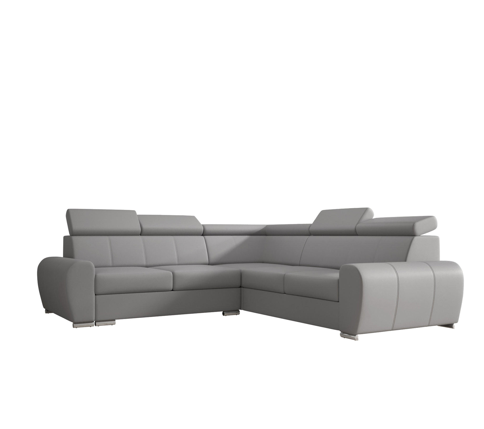 ECKSOFA APOLLO KN09, Eckcouch in L-Form mit Schlaffunktion, Farbe: Grau, Kunstleder, Ottomane Rechts - Grau, Textil (255/255cm) - O-Sofa