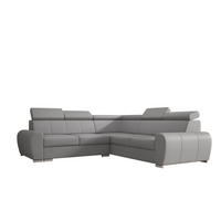 ECKSOFA APOLLO KN09, Eckcouch in L-Form mit Schlaffunktion, Farbe: Grau, Kunstleder, Ottomane Rechts - Grau, Textil (255/255cm) - O-Sofa