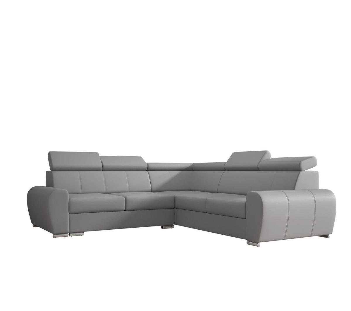 ECKSOFA APOLLO KN09, Eckcouch in L-Form mit Schlaffunktion, Farbe: Grau, Kunstleder, Ottomane Rechts - Grau, Textil (255/255cm) - O-Sofa