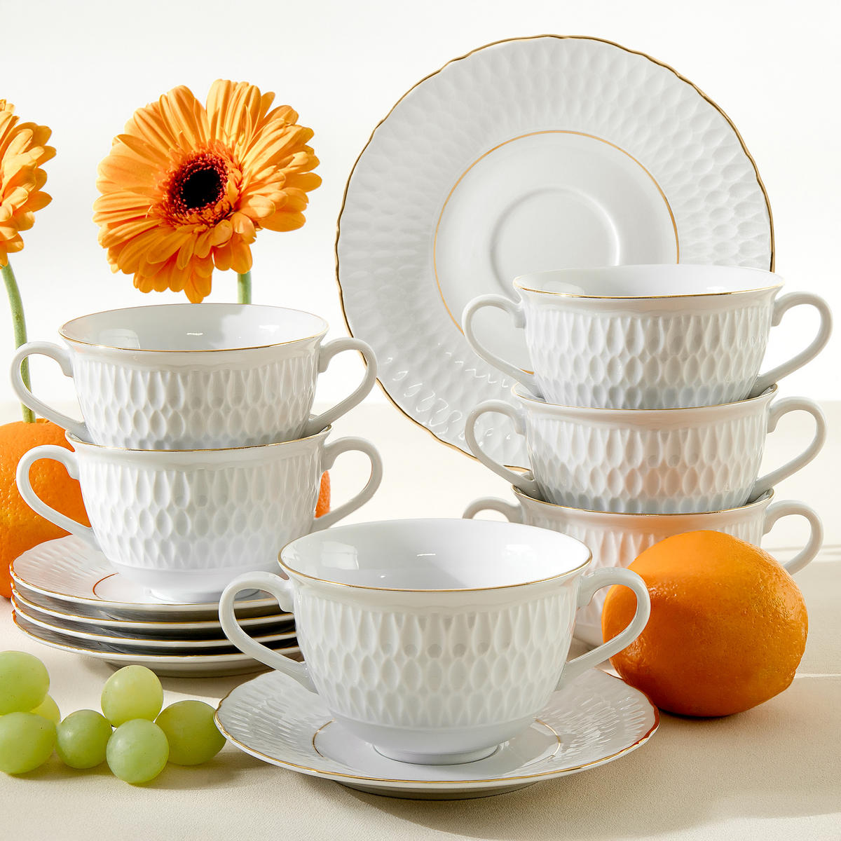 SUPPENSCHALE CMIELOW SOFIA GOLD 6-tlg aus Porzellan - Weiß, Keramik - KONSIMO®