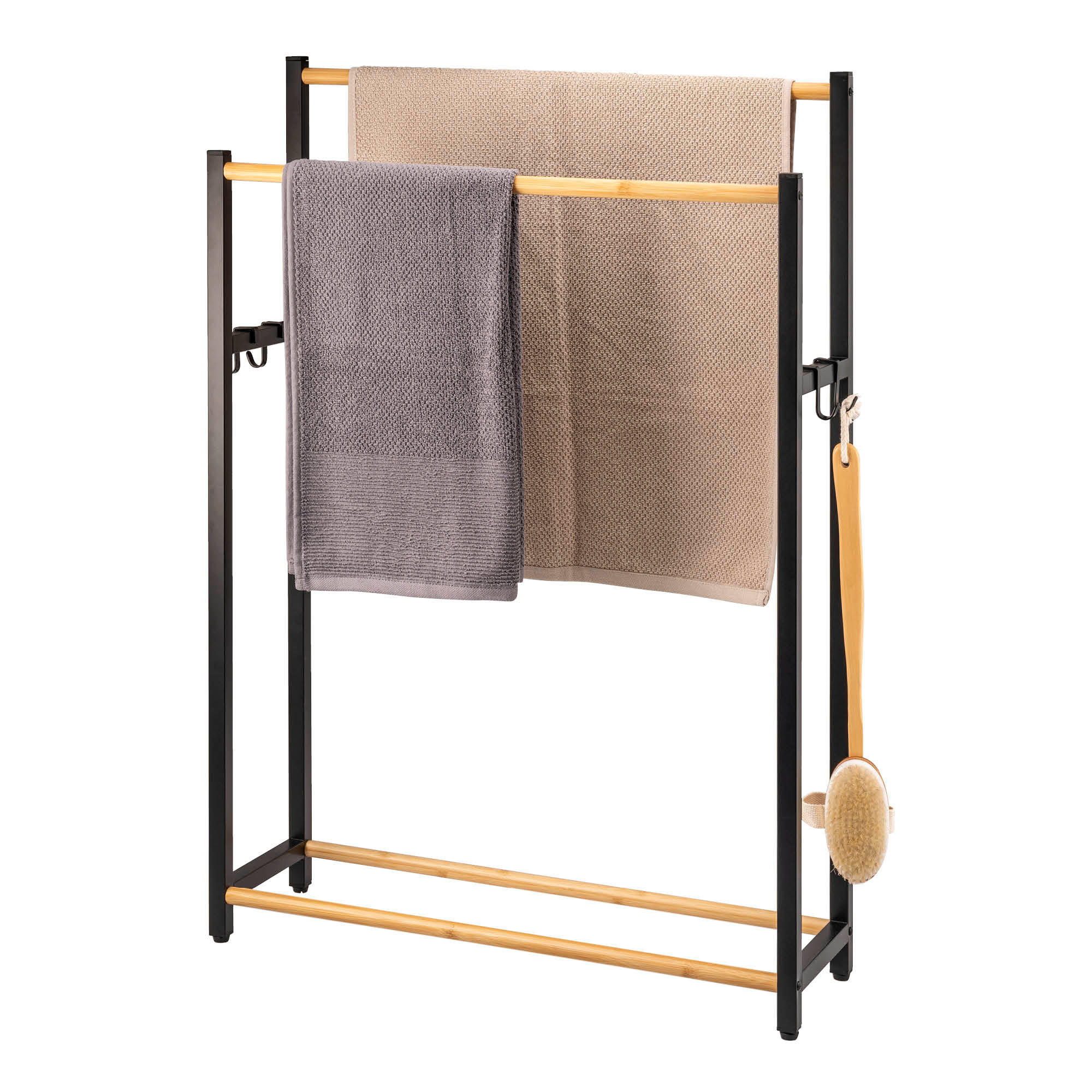 eluno Stand-Handtuchhalter, Schwarz 65x21x96 cm
