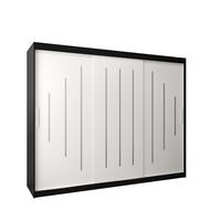 SCHWEBETÜRENSCHRANK 200/250/62 3-türig - Silberfarben/Schwarz, Holz/Kunststoff (250/200/62cm) - Abiks Möbel