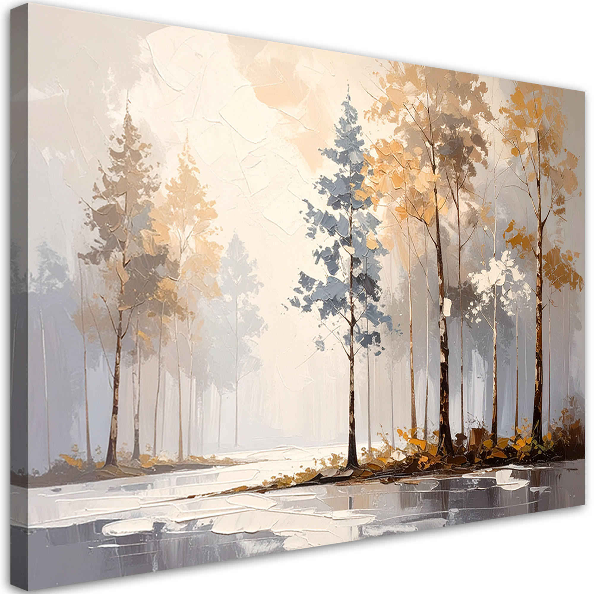 LEINWANDBILD Wald Bäume Landschaft 120x80cm - Grau, Textil (120/80cm) - Feeby