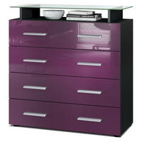 KOMMODE Pavos Brombeer Hochglanz - Brombeere, Holzwerkstoff (76/81/35cm) - Vladon