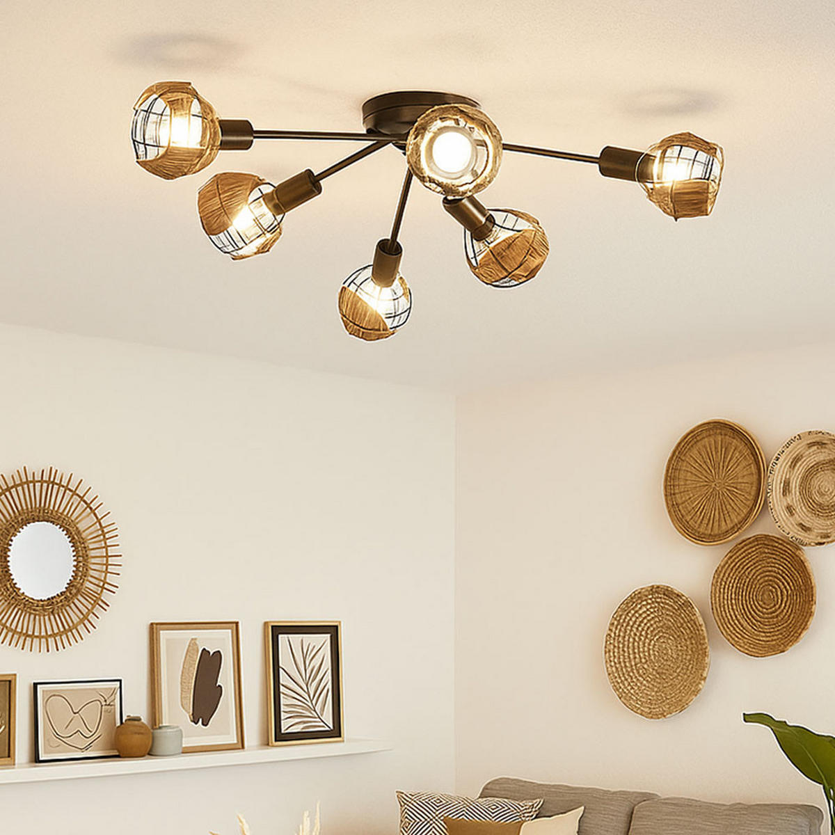 LED DECKENLEUCHTE Metall Schwarz braun - Schwarz, Metall (67/67/20cm) - Nowa