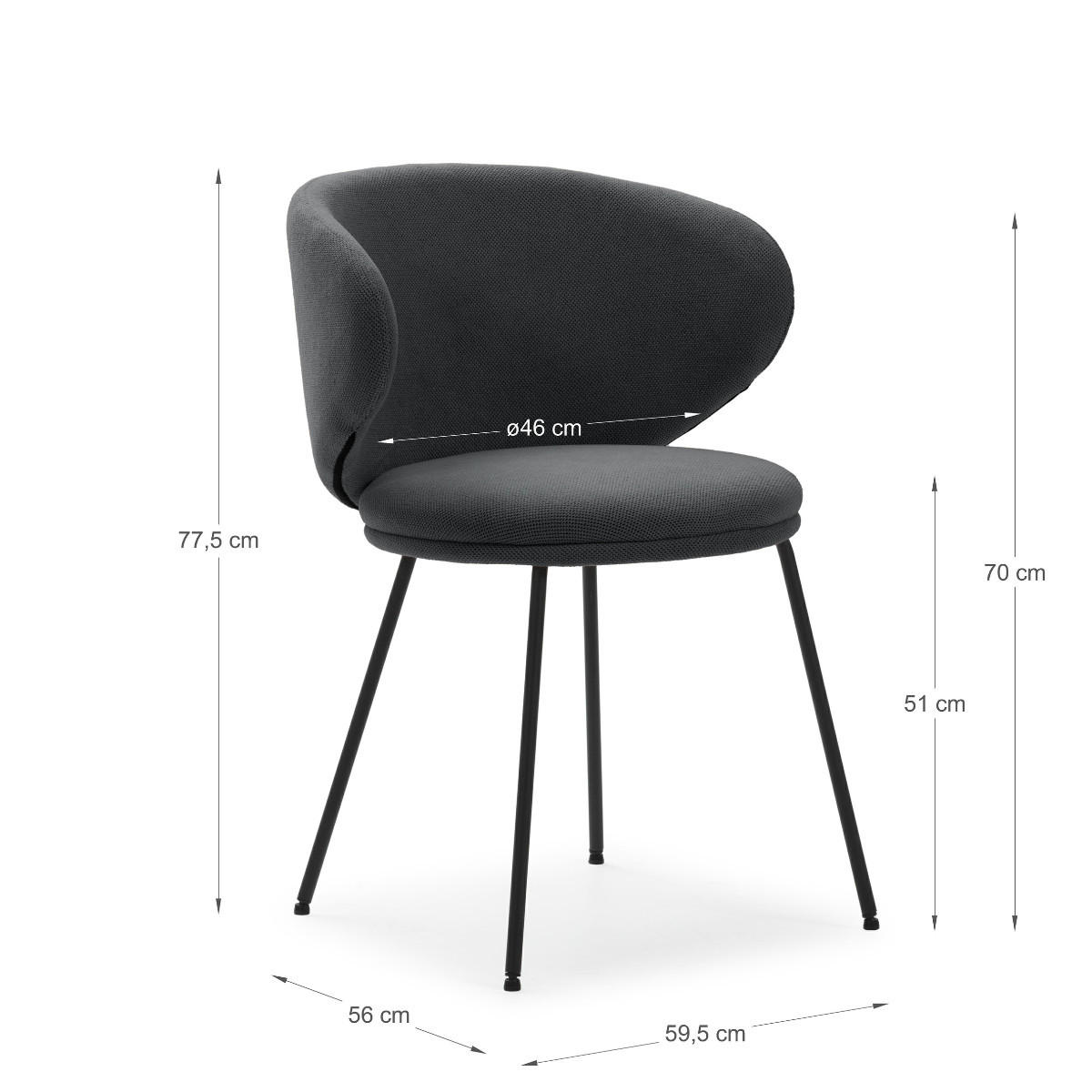 ESSZIMMERSTUHL Rush Grau 60/58/51 cm 2er-Set - Grau, Textil (58/51/60cm) - Calicosy