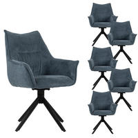 ESSZIMMERSTUHL Ginosa drehbar 6er-Set - Blau/Schwarz, Textil/Metall (62/90/66cm) - Mr. Deko