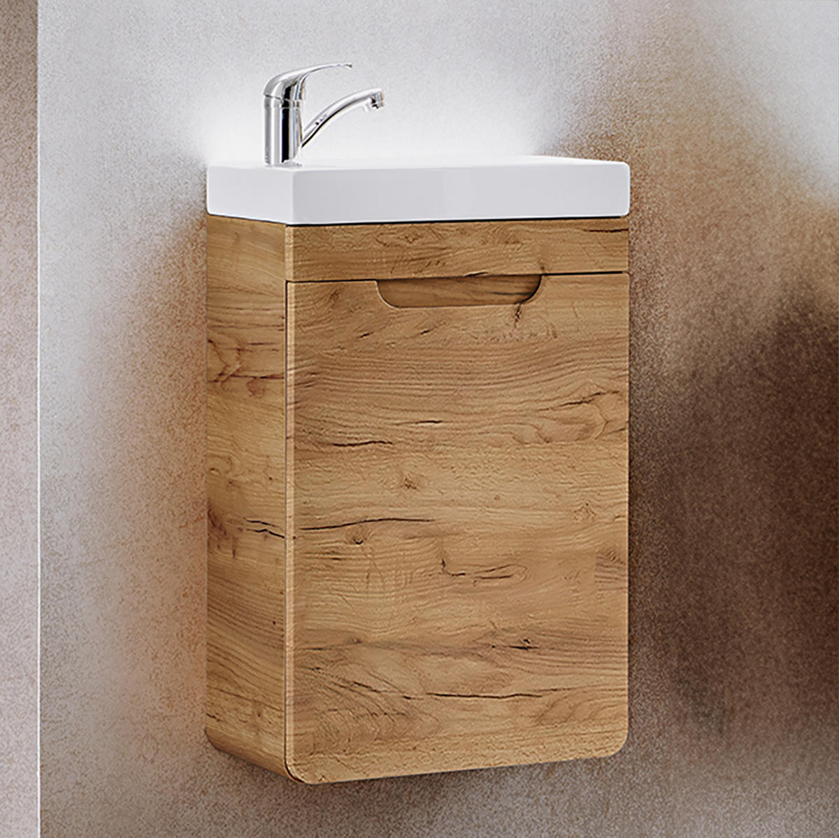 BADMÖBEL-SET 5-TLG. Luton-56 - Braun, Holzwerkstoff (95/195/22cm) - Lomado