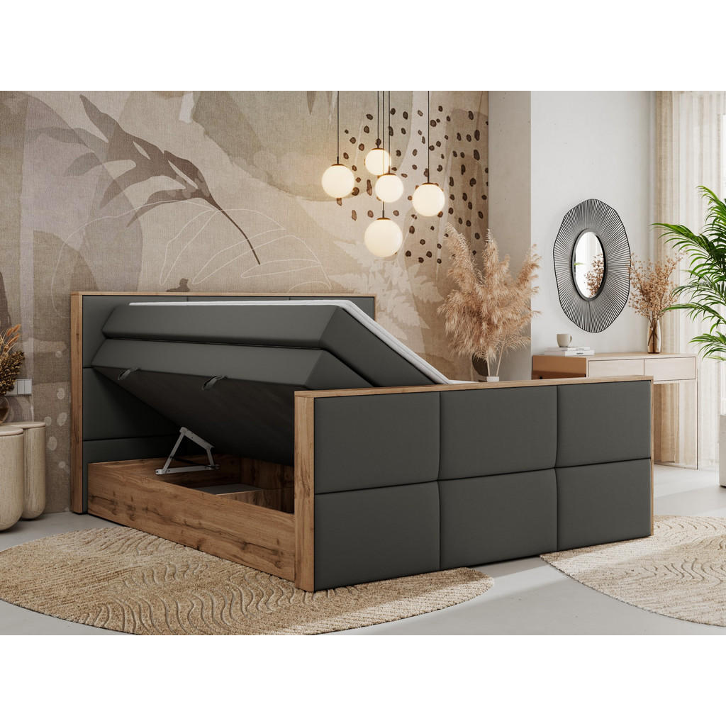 Thumbnail - MKS Boxspringbett, Dunkelgrau, Textil, 2-Sitzer, H4, Rechteckig, 180x200 cm, Oeko-Tex®, Schlafzimmer, Betten, Boxspringb...