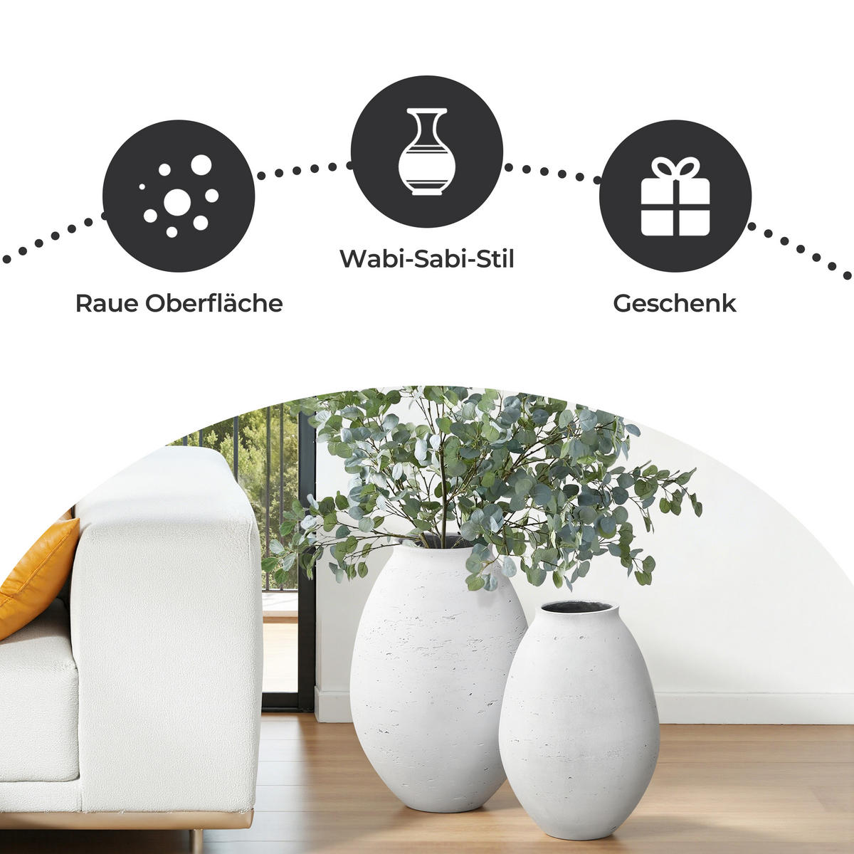 VASE Neva, 32,5 cm Hoch - Weiß, Naturmaterialien (32.5cm) - Hometopia