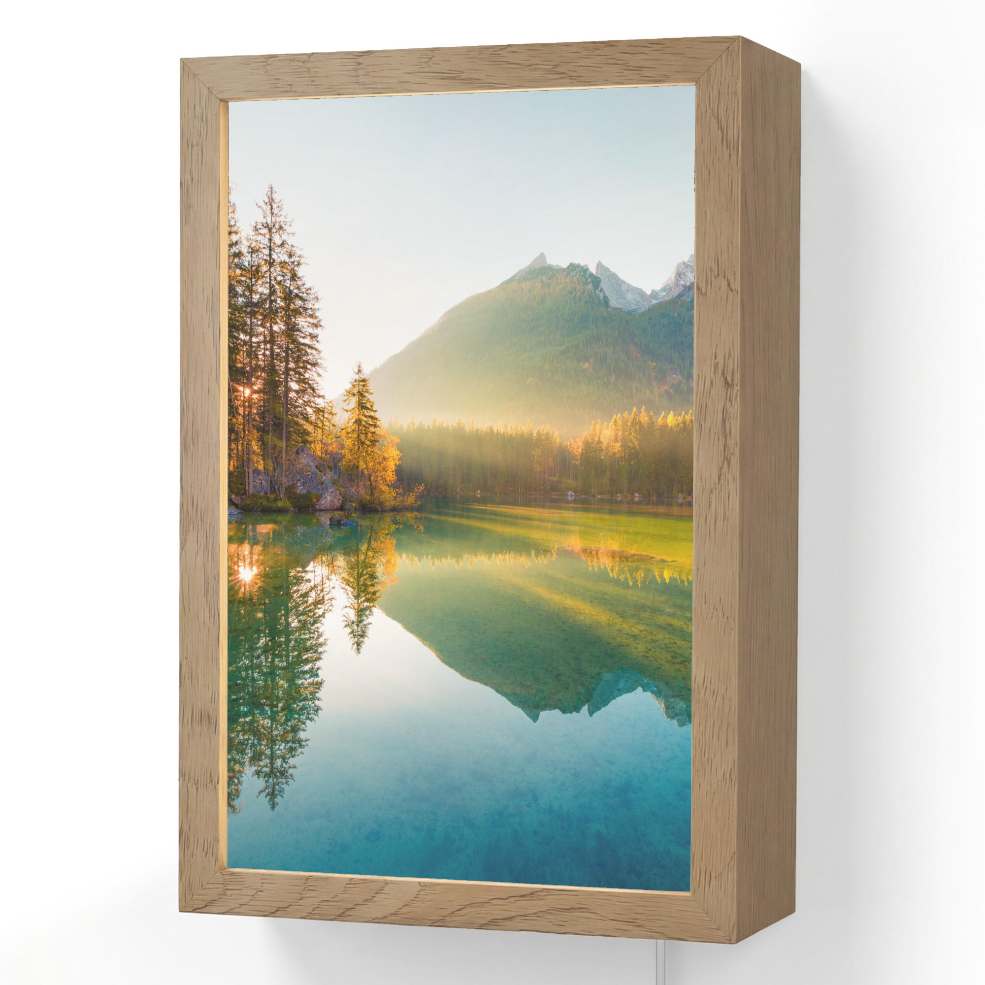 OnlyWow NÁSTĚNNÁ LAMPA Jezero - Les - Hory - Příroda - Slunce - Krajina 20x30 cm