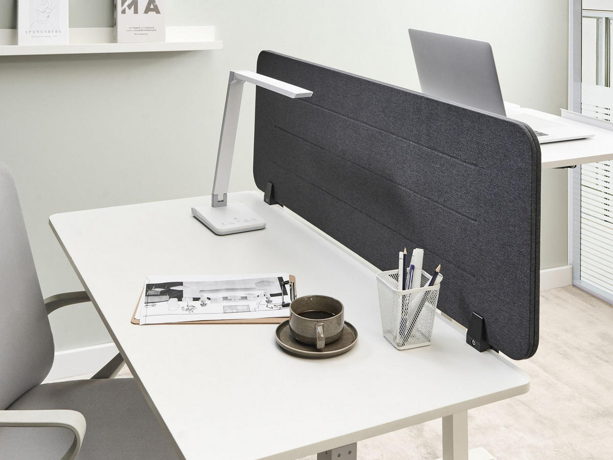 DĚLICÍ STĚNA NA STŮL 120/40 cm Tmavě šedá Ziggy - tmavě šedá, textil (120/40/2cm) - Beliani