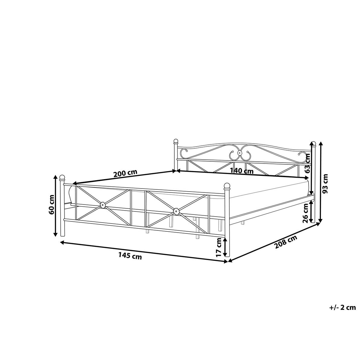 PAT cu somieră 140/200 cm oțel negru Rodez - negru, metal (140/200cm) - Beliani