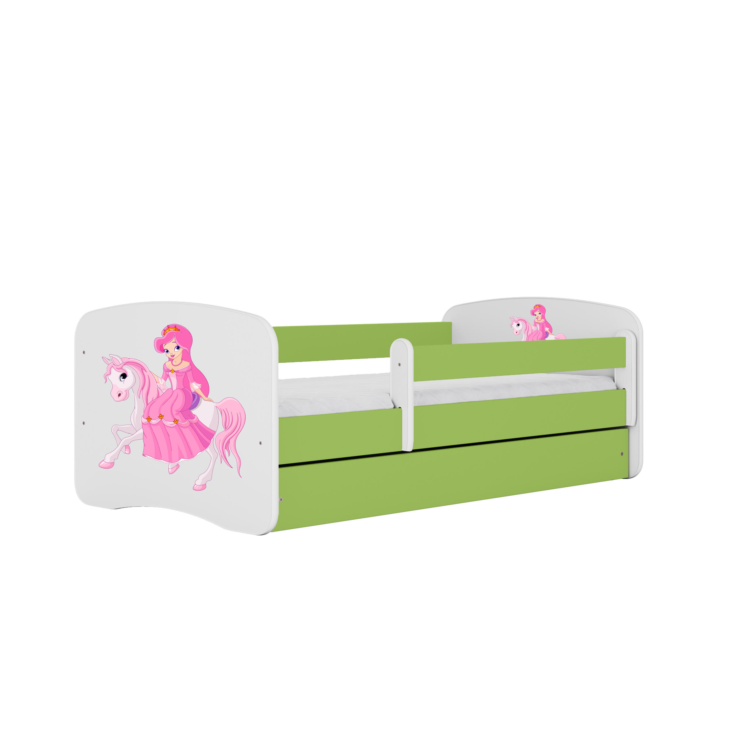 KINDERBETT Prinzessin zu Pferd mit Schublade 160/80 90/61/164 - Grün, Holzwerkstoff (80/160cm) - RAUMHIRSCH FURNITURE