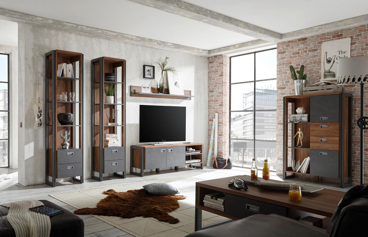 REGAL I12 Stirling Oak & Matera 49/202/33 cm hoch schmal - Eichefarben, Holzwerkstoff (49/202/33cm) - Livojo