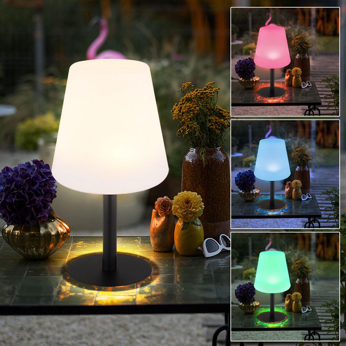 LED AUSSENLEUCHTE Solar schwarz weiß - Schwarz, Metall (15/15/30cm) - Globo Lighting