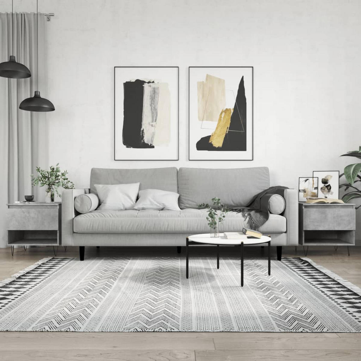 COUCHTISCHE 2 Stk. Betongrau 50x46x50 cm Holzwerkstoff - Grau, Holzwerkstoff (46/50/50cm) - furnicato