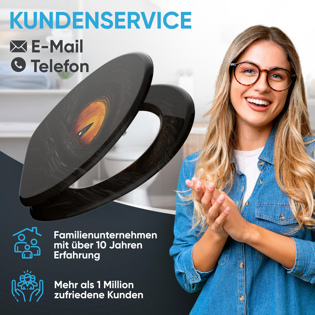 WC Sitz mit Absenkautomatik Eye - Schwarz, Holzwerkstoff (38/6/47cm) - Sanilo