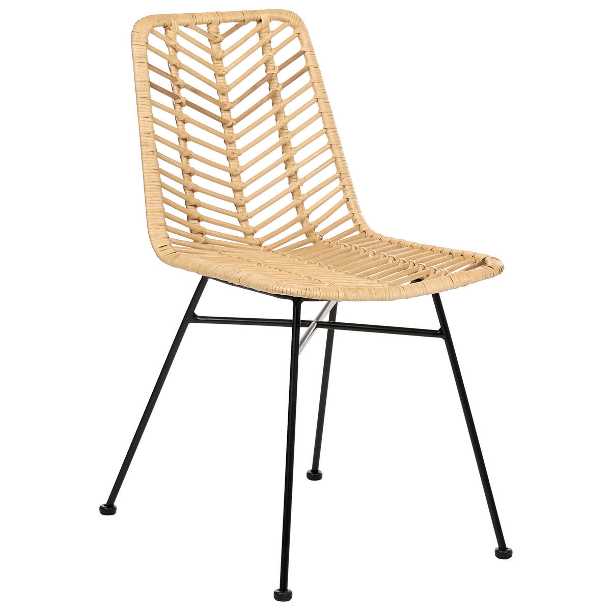 ESSZIMMERSTUHL 2er-Set Rattan Naturfarben Dilley - Naturfarben, Naturmaterialen (45/83/60cm) - Beliani